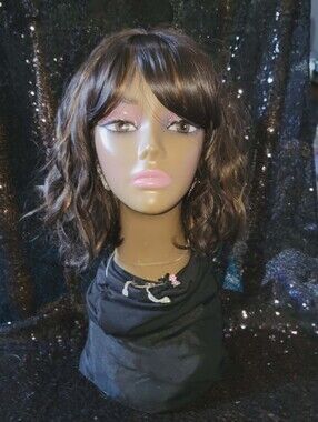Dark Brown Wirh Copper Hishlights Basic Cap Wig